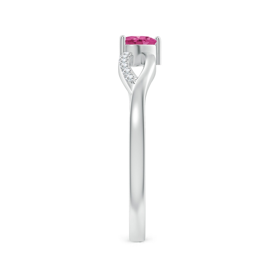 4mm AAAA Solitaire Pink Sapphire Heart Promise Ring with Diamond Accents in S999 Silver side 299