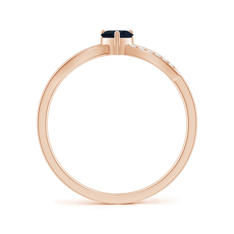 4mm A Solitaire Sapphire Heart Promise Ring with Diamond Accents in Rose Gold side-1