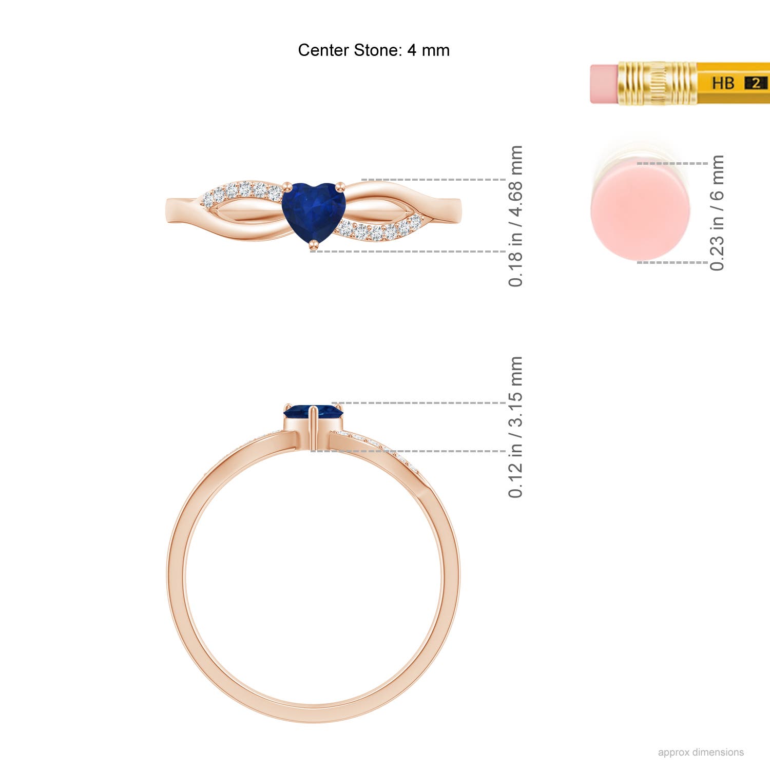 AA - Blue Sapphire / 0.34 CT / 14 KT Rose Gold