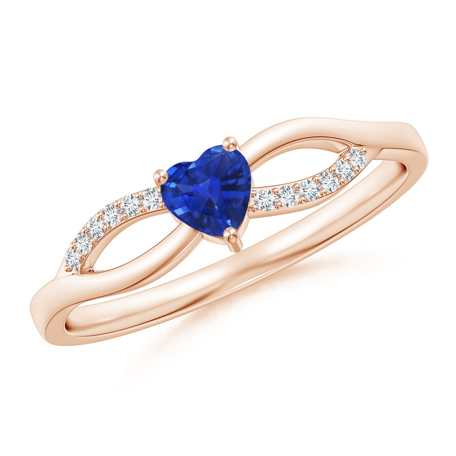 AAA - Blue Sapphire / 0.34 CT / 14 KT Rose Gold