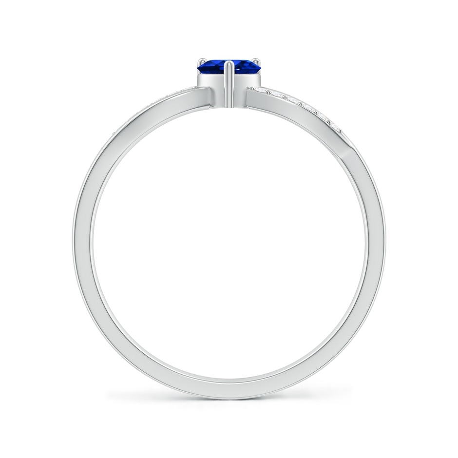 4mm AAAA Solitaire Sapphire Heart Promise Ring with Diamond Accents in S999 Silver side-1