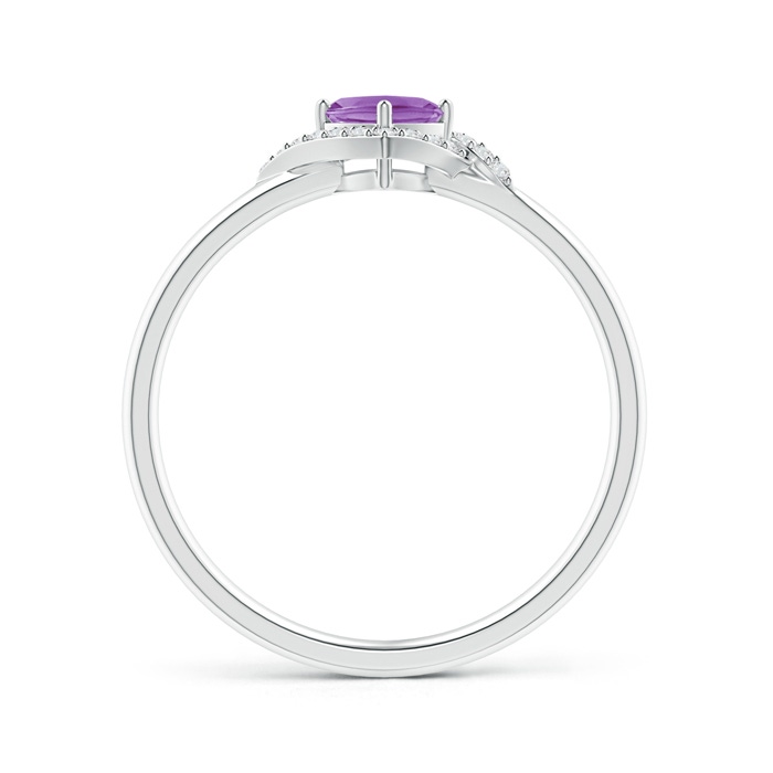 4mm A Cushion Amethyst and Diamond Halo Promise Ring in S999 Silver side-1