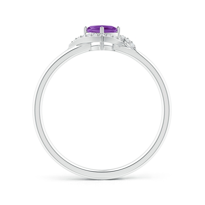 4mm AAA Cushion Amethyst and Diamond Halo Promise Ring in White Gold Side-1