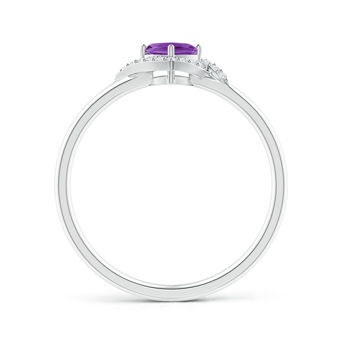 4mm AAA Cushion Amethyst and Diamond Halo Promise Ring in White Gold side-1