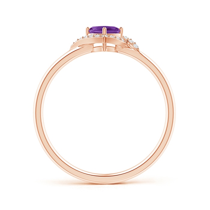 4mm AAAA Cushion Amethyst and Diamond Halo Promise Ring in Rose Gold side-1