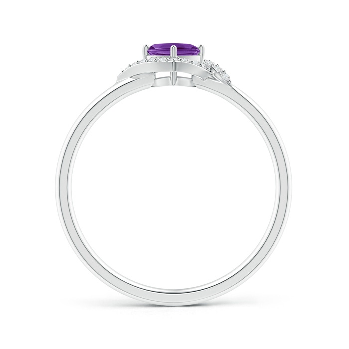 4mm AAAA Cushion Amethyst and Diamond Halo Promise Ring in S999 Silver side-1