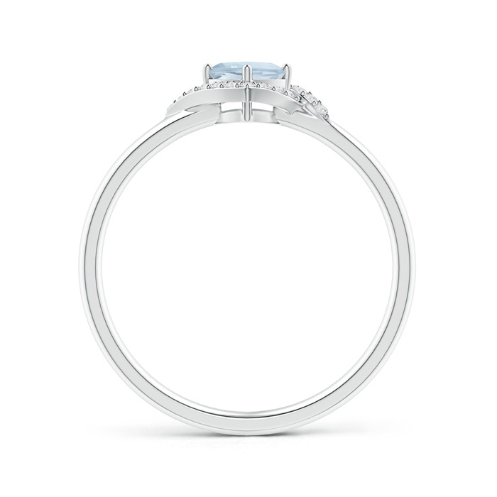 4mm A Cushion Aquamarine and Diamond Halo Promise Ring in White Gold side-1