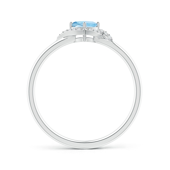 4mm AAA Cushion Aquamarine and Diamond Halo Promise Ring in S999 Silver side-1