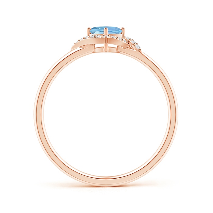 4mm AAAA Cushion Aquamarine and Diamond Halo Promise Ring in Rose Gold side-1