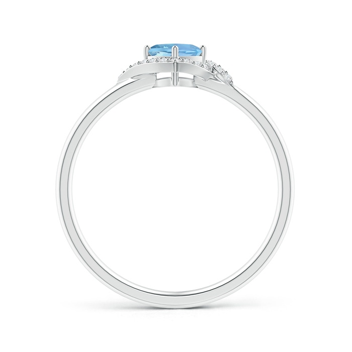 4mm AAAA Cushion Aquamarine and Diamond Halo Promise Ring in S999 Silver side-1