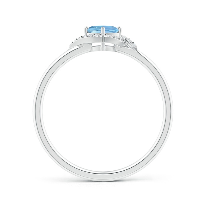 4mm AAAA Cushion Aquamarine and Diamond Halo Promise Ring in White Gold side-1