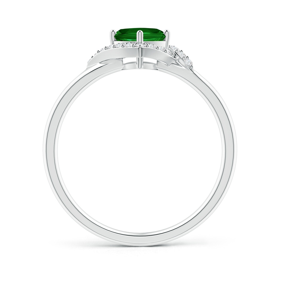 5mm AAAA Cushion Emerald and Diamond Halo Promise Ring in P950 Platinum side-1