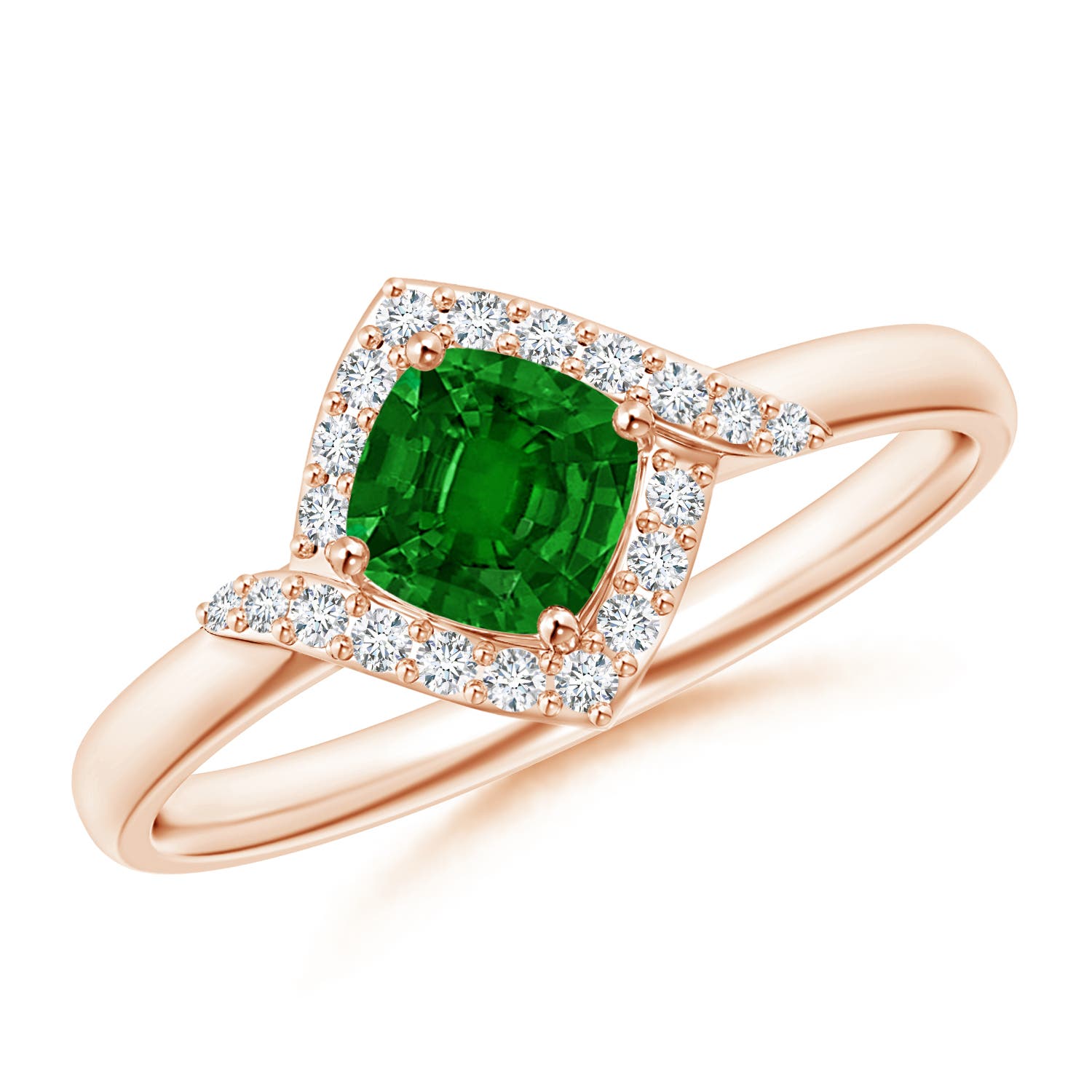 AAAA - Emerald / 0.7 CT / 14 KT Rose Gold