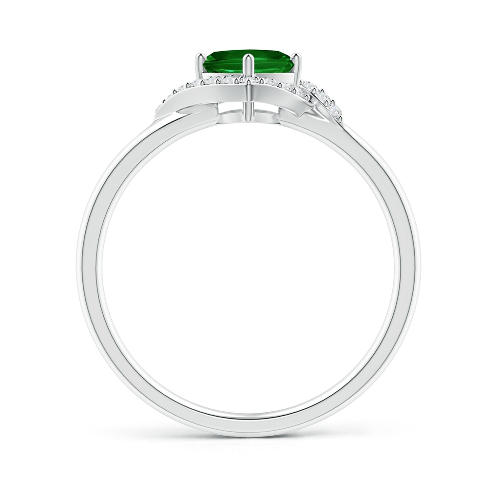 5mm AAAA Cushion Emerald and Diamond Halo Promise Ring in White Gold Side-1