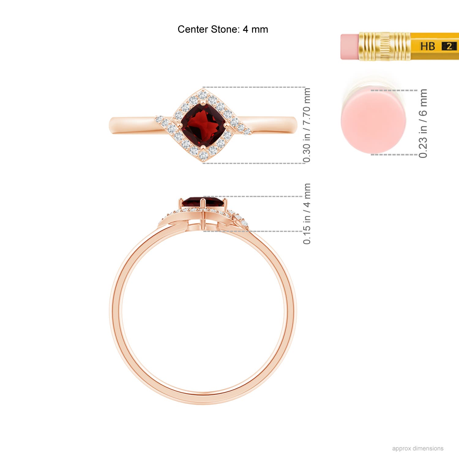 AAA - Garnet / 0.46 CT / 14 KT Rose Gold