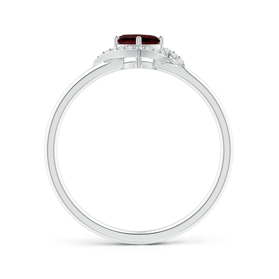 4mm AAA Cushion Garnet and Diamond Halo Promise Ring in White Gold product image