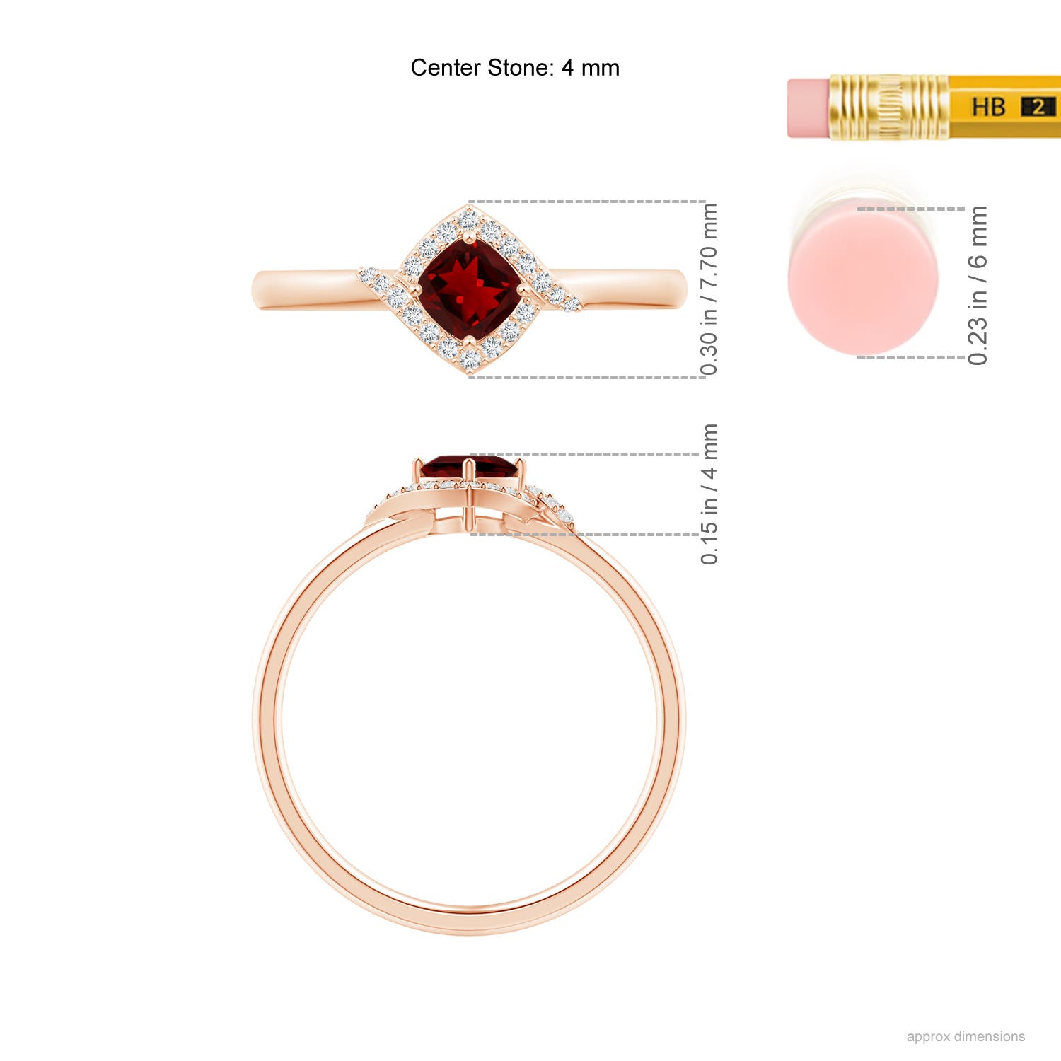 AAAA - Garnet / 0.46 CT / 14 KT Rose Gold