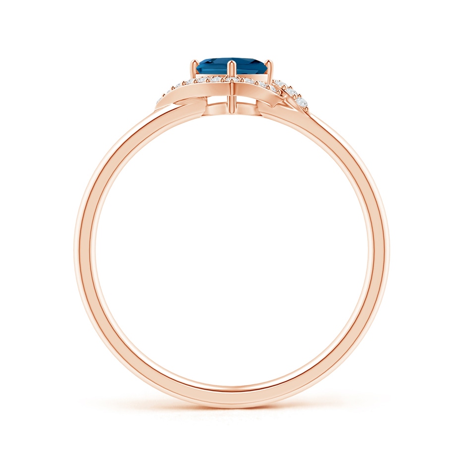 4mm AAA Cushion London Blue Topaz and Diamond Halo Promise Ring in Rose Gold product image