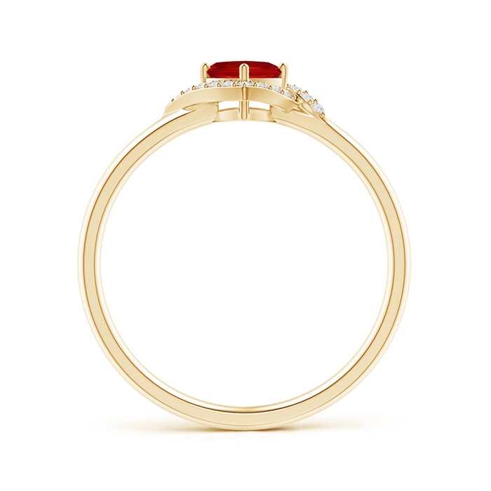 4mm AAA Cushion Ruby and Diamond Halo Promise Ring in Yellow Gold Product Image
