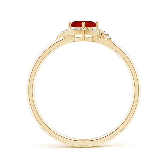 4mm AAA Cushion Ruby and Diamond Halo Promise Ring in Yellow Gold product image