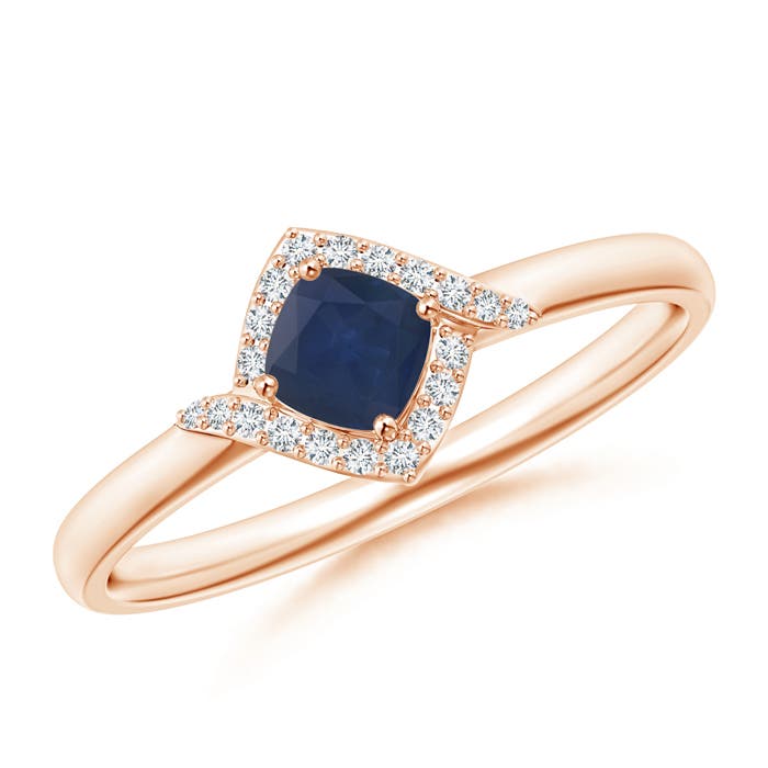 A - Blue Sapphire / 0.41 CT / 14 KT Rose Gold