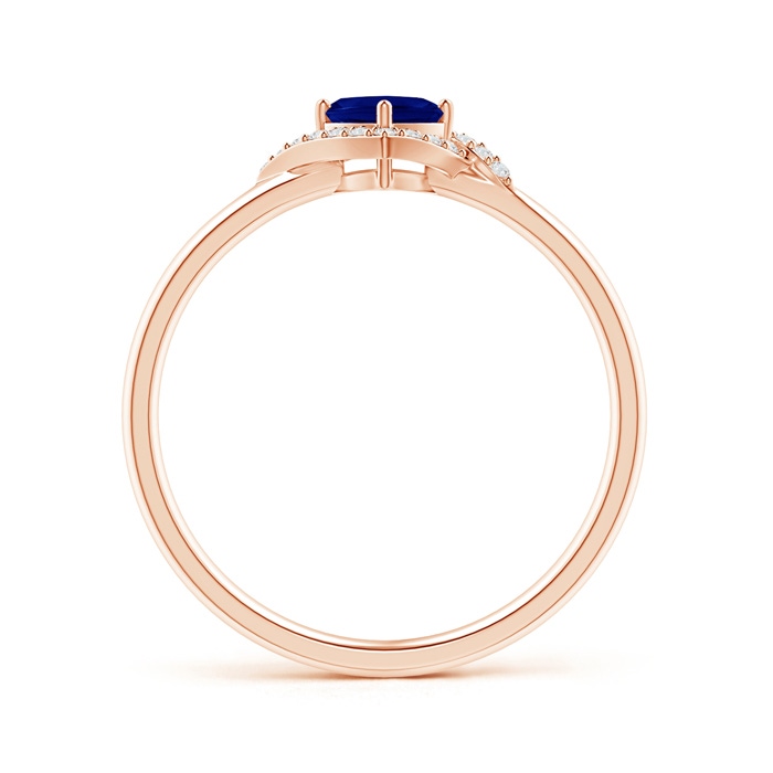 4mm AAA Cushion Blue Sapphire and Diamond Halo Promise Ring in Rose Gold Side-1