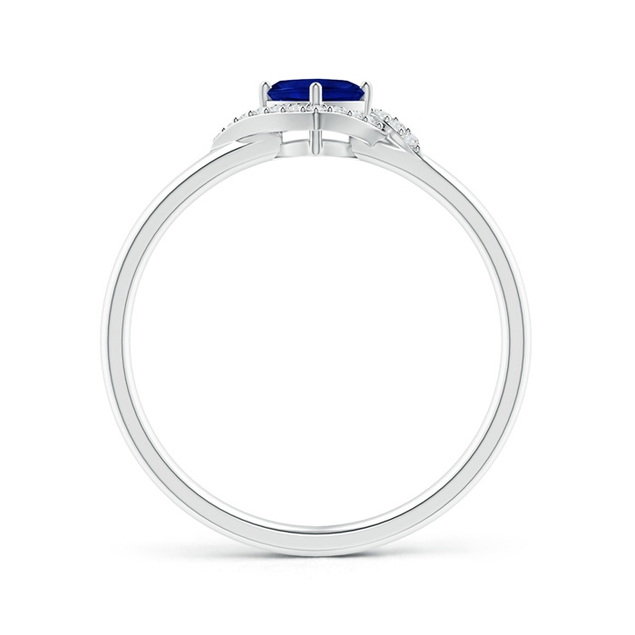 4mm AAAA Cushion Blue Sapphire and Diamond Halo Promise Ring in White Gold Side-1