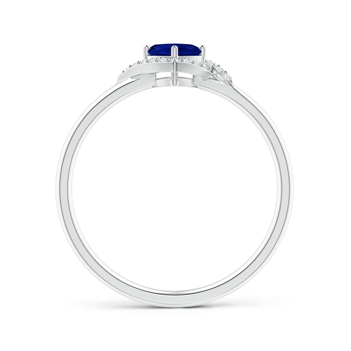 4mm AAAA Cushion Blue Sapphire and Diamond Halo Promise Ring in White Gold side-1