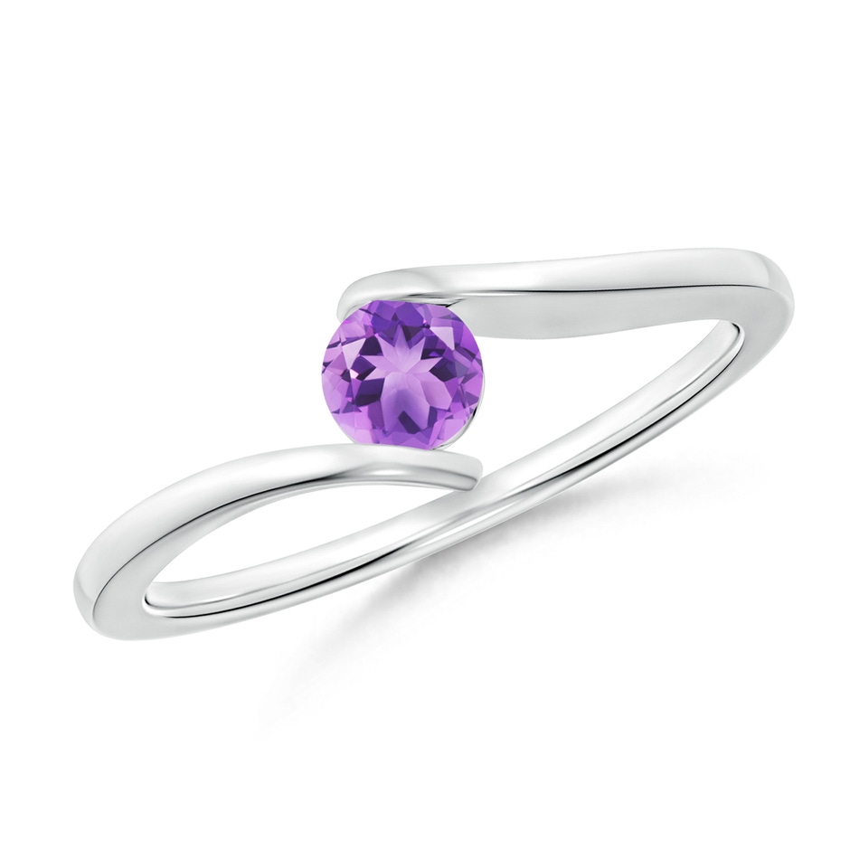 4mm A Bar-Set Solitaire Round Amethyst Bypass Ring in P950 Platinum 