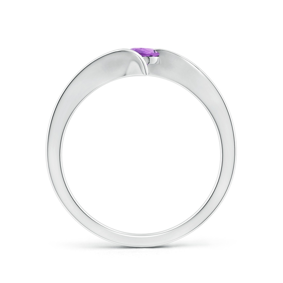4mm A Bar-Set Solitaire Round Amethyst Bypass Ring in P950 Platinum side-1