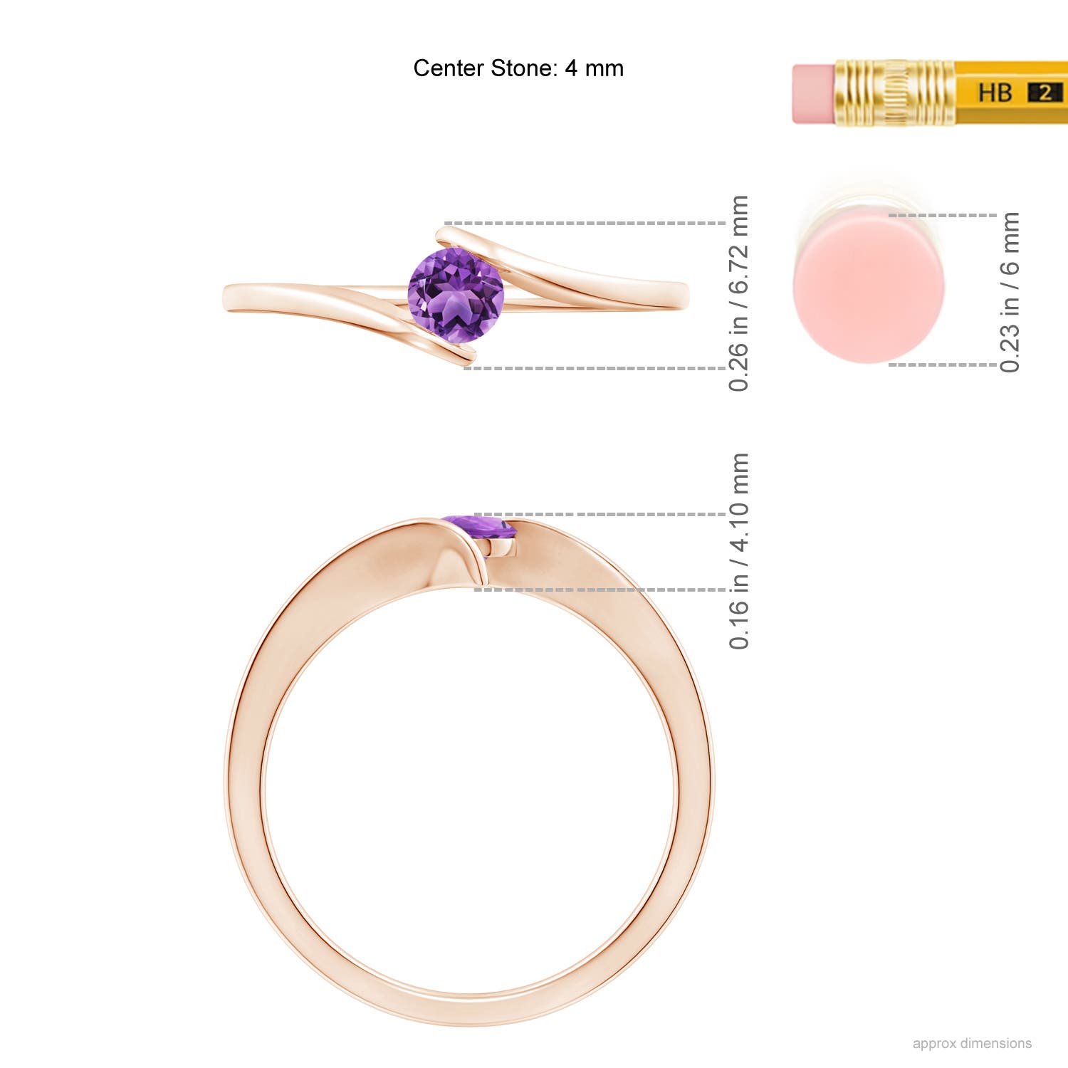 AA - Amethyst / 0.25 CT / 14 KT Rose Gold