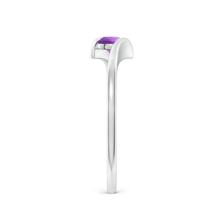 4mm AA Bar-Set Solitaire Round Amethyst Bypass Ring in White Gold side-2