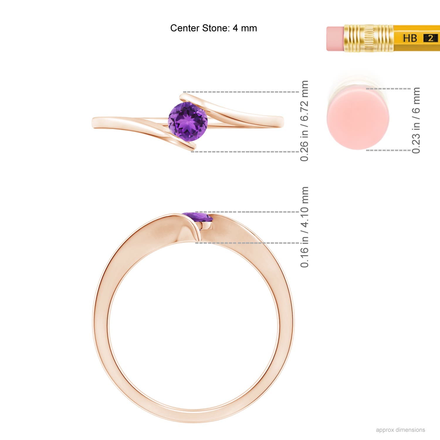 AAA - Amethyst / 0.25 CT / 14 KT Rose Gold