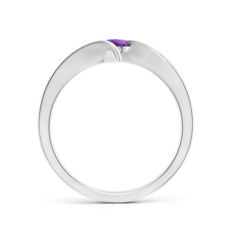 4mm AAA Bar-Set Solitaire Round Amethyst Bypass Ring in White Gold side-1