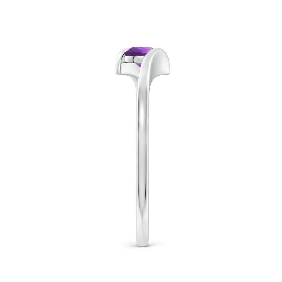 4mm AAA Bar-Set Solitaire Round Amethyst Bypass Ring in White Gold side-2