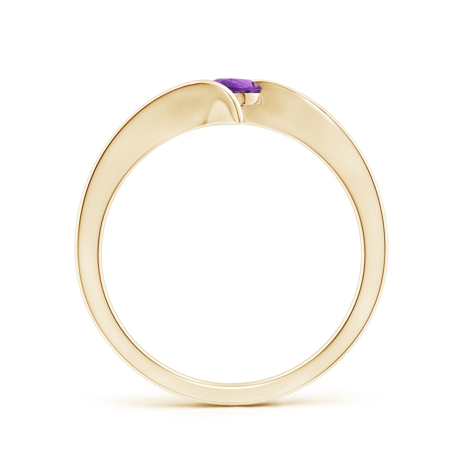 4mm AAA Bar-Set Solitaire Round Amethyst Bypass Ring in Yellow Gold side-1