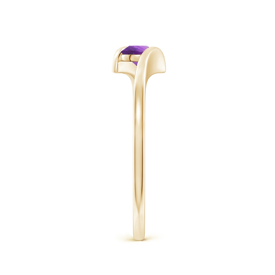 4mm AAA Bar-Set Solitaire Round Amethyst Bypass Ring in Yellow Gold side-2