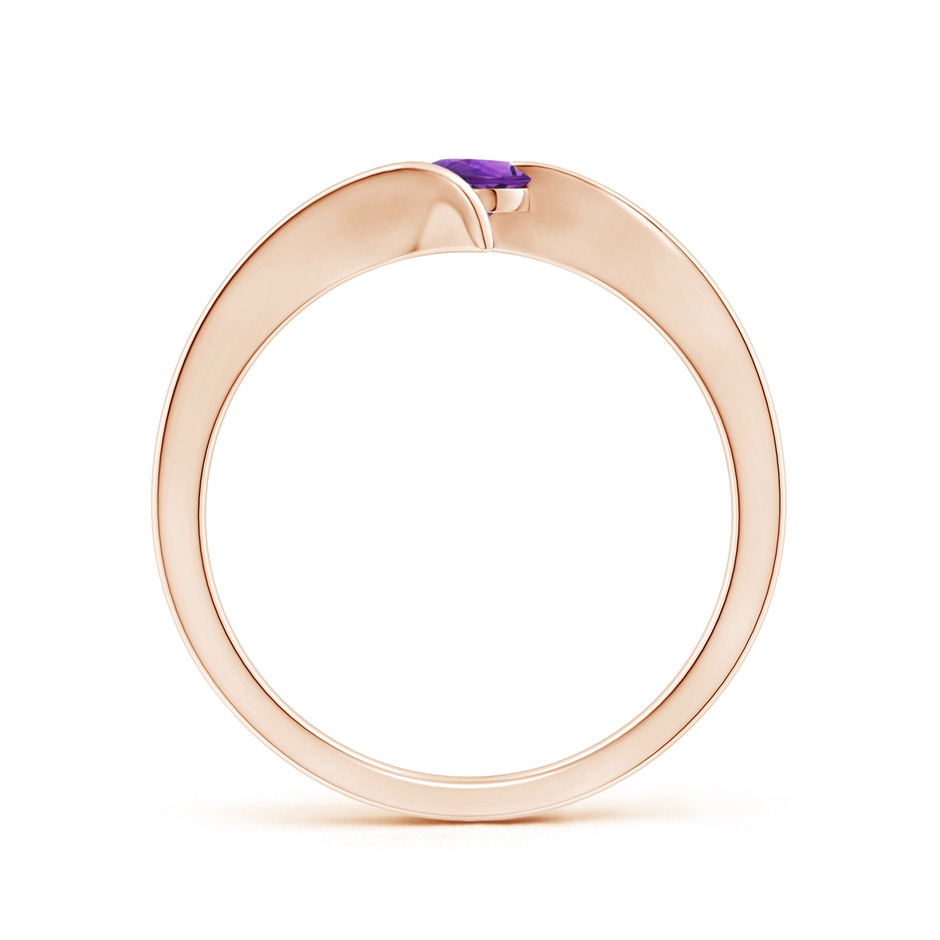 4mm AAAA Bar-Set Solitaire Round Amethyst Bypass Ring in Rose Gold side-1