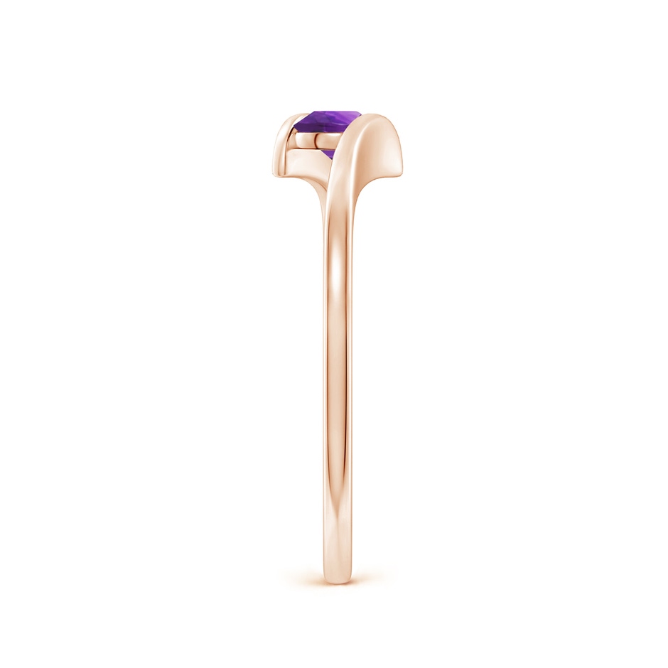 4mm AAAA Bar-Set Solitaire Round Amethyst Bypass Ring in Rose Gold side-2