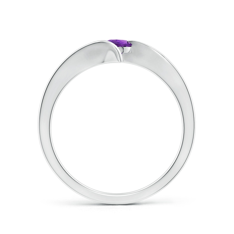 4mm AAAA Bar-Set Solitaire Round Amethyst Bypass Ring in White Gold side-1