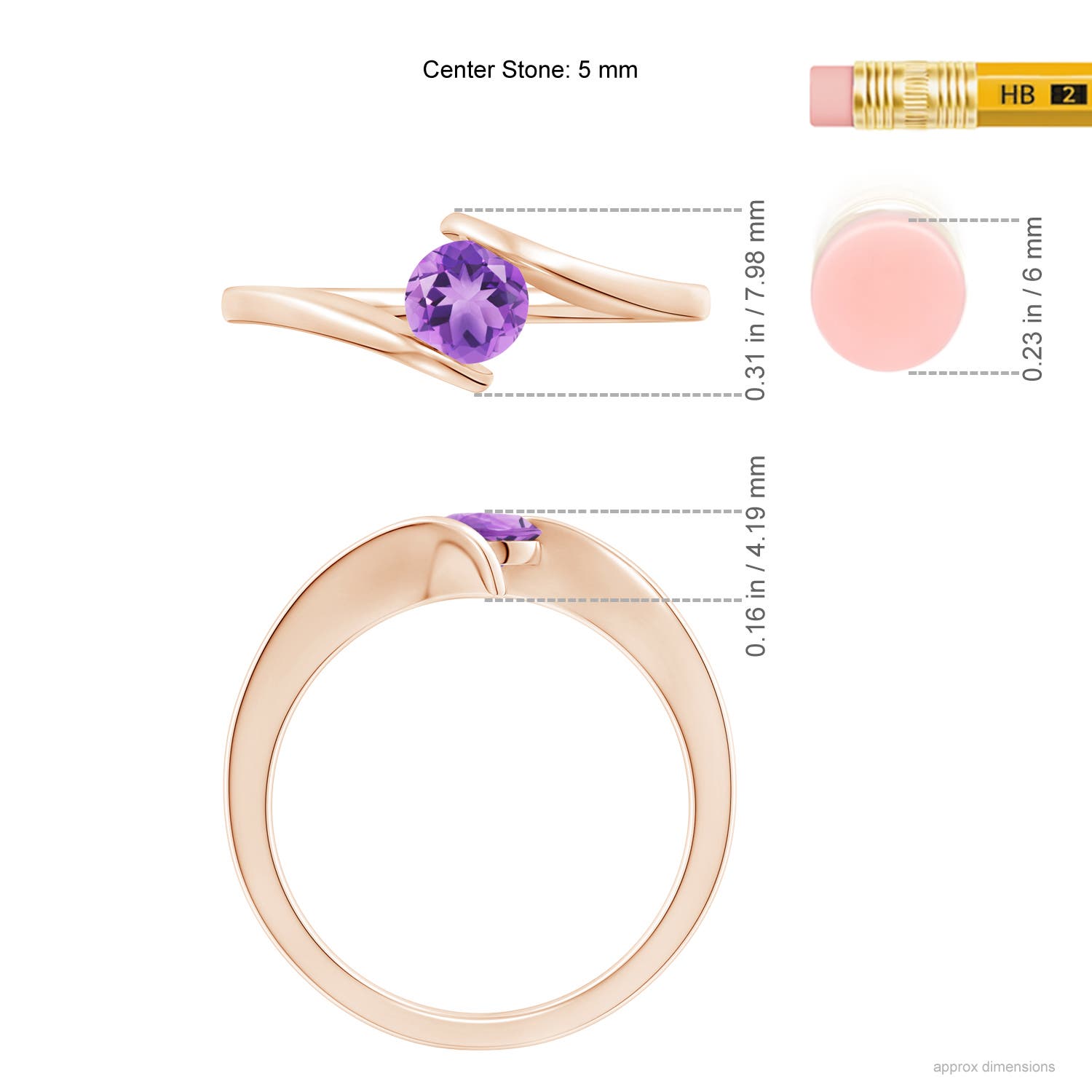 A - Amethyst / 0.45 CT / 14 KT Rose Gold