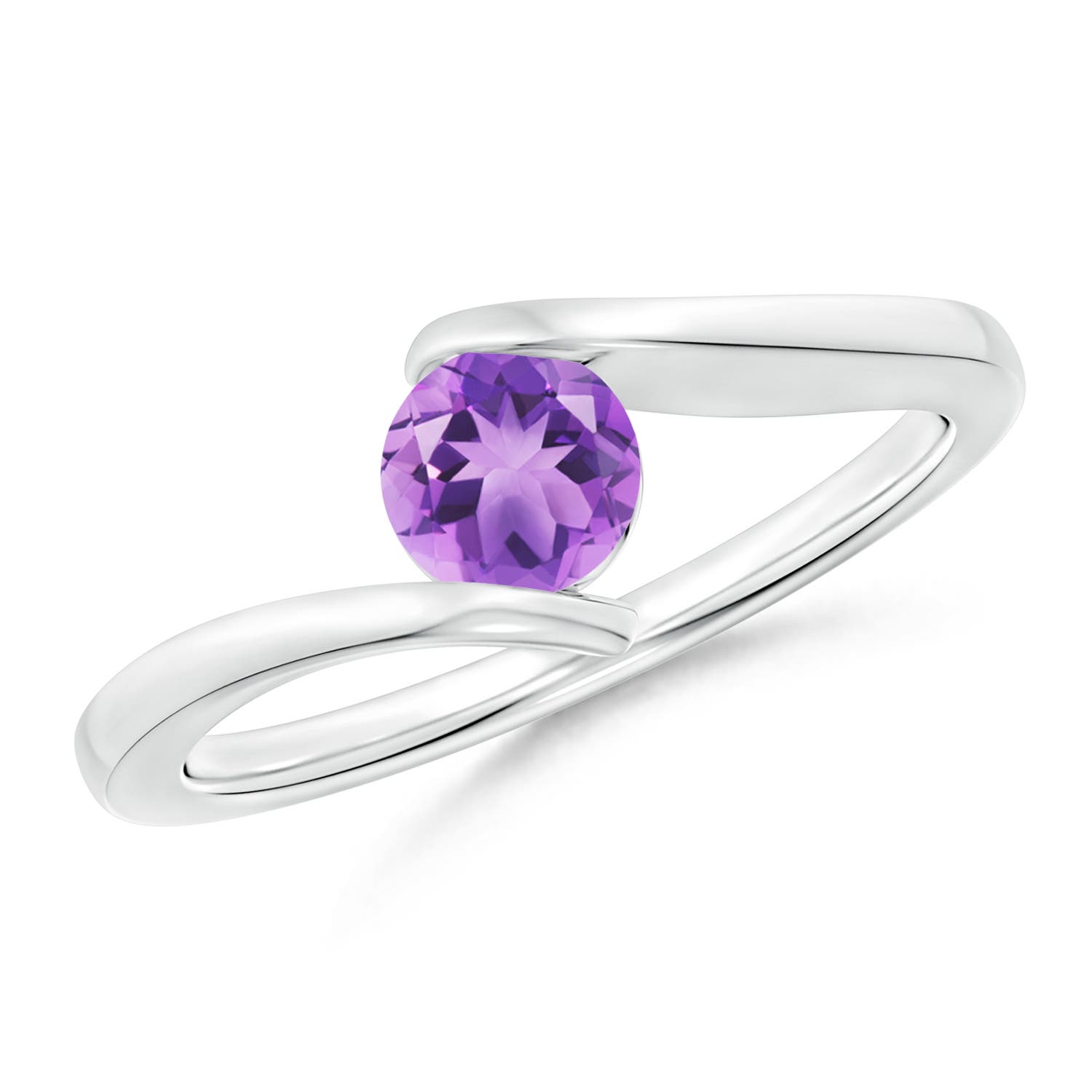 ANGARA Natural Amethyst Solitaire Stud Earrings for Women Girls in 14K Rose Gold (Grade-A | Gemstone Size-5mm) | February Birthstone Jewelry Gift ANGARA Natural Amethyst Solitaire Ring in Sterling Silver for Women (5mm)