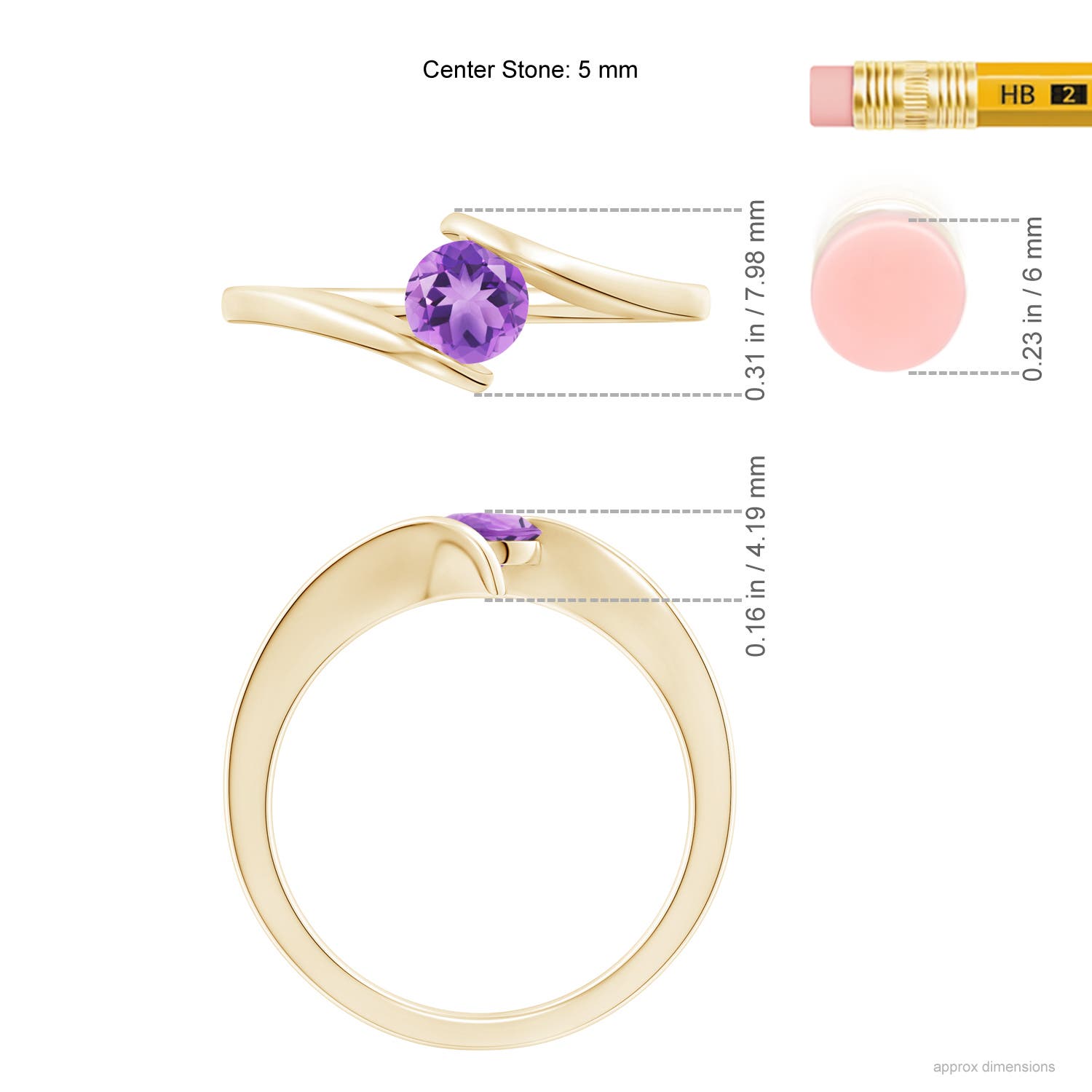 A - Amethyst / 0.45 CT / 14 KT Yellow Gold