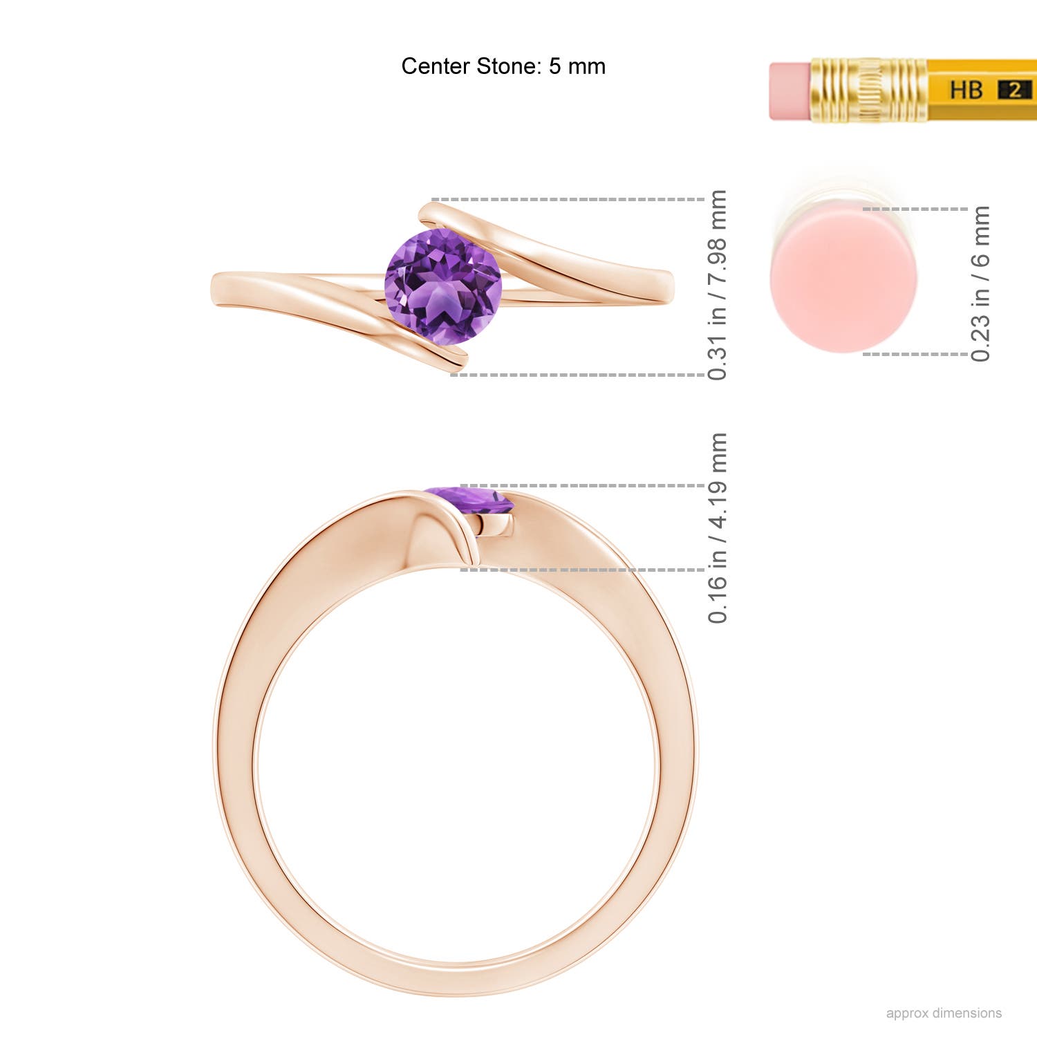 AA - Amethyst / 0.45 CT / 14 KT Rose Gold