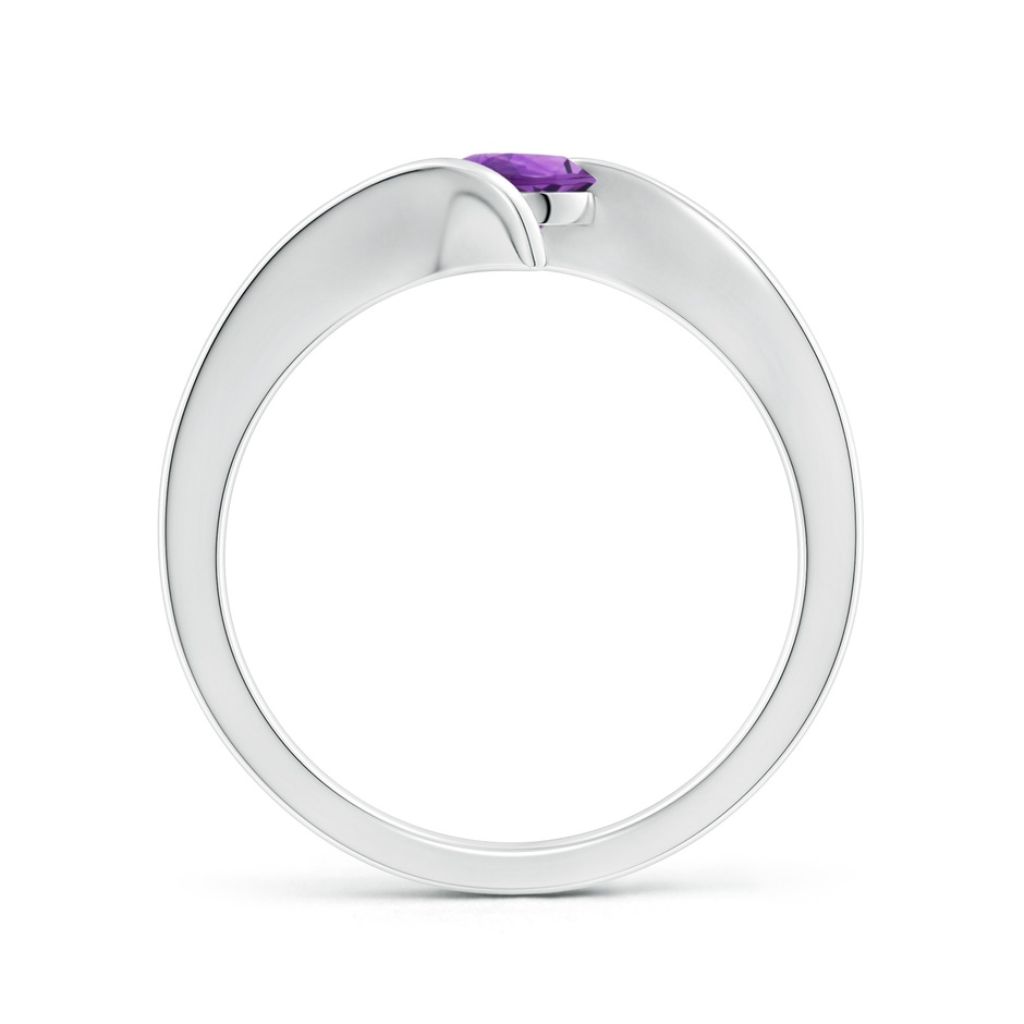 5mm AAA Bar-Set Solitaire Round Amethyst Bypass Ring in P950 Platinum side-1