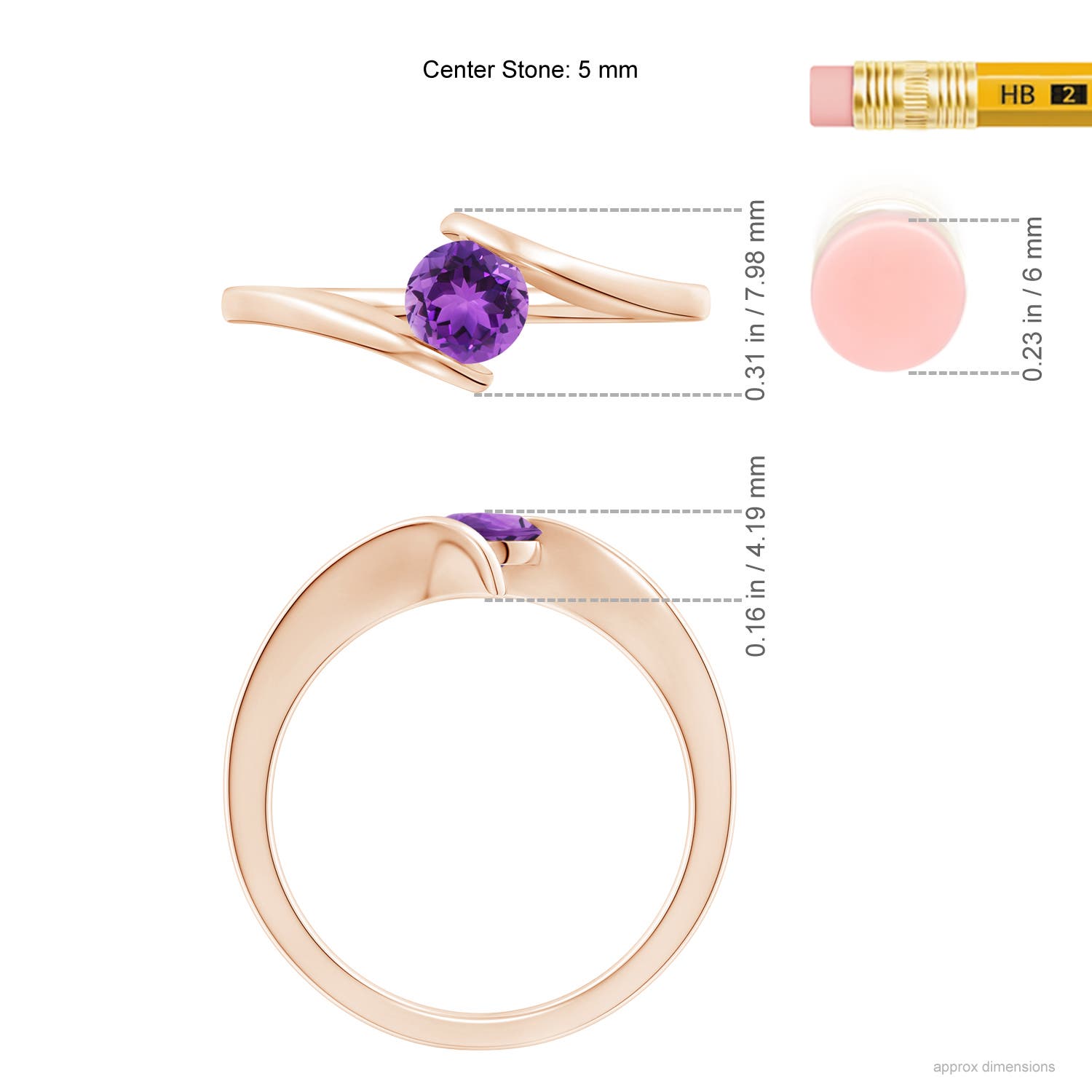 AAA - Amethyst / 0.45 CT / 14 KT Rose Gold