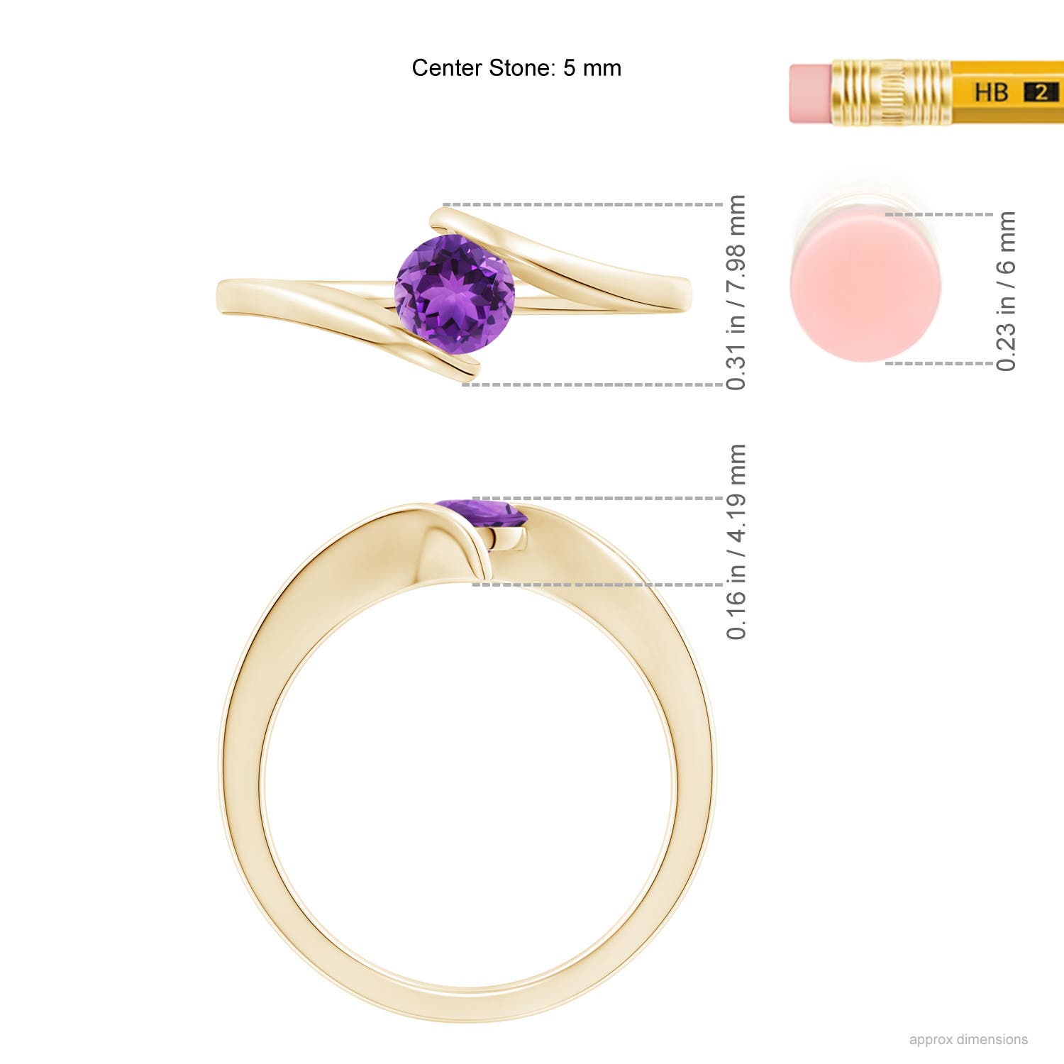 AAA - Amethyst / 0.45 CT / 14 KT Yellow Gold