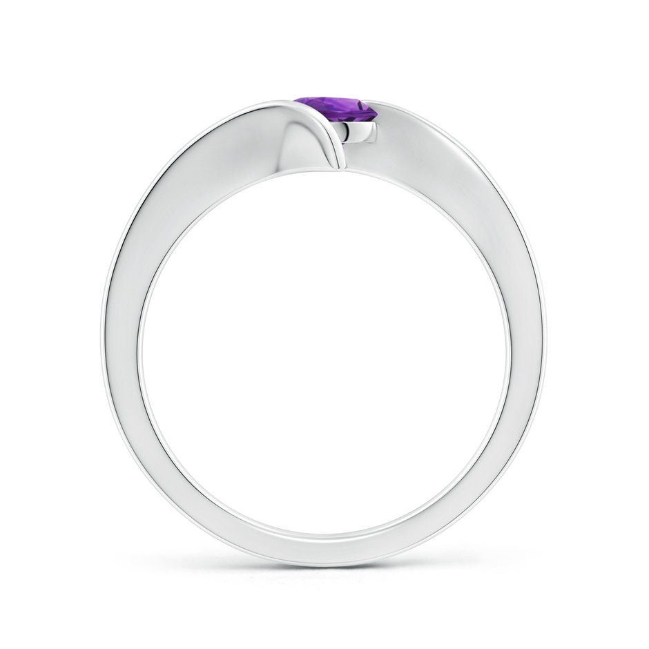 5mm AAAA Bar-Set Solitaire Round Amethyst Bypass Ring in P950 Platinum side-1