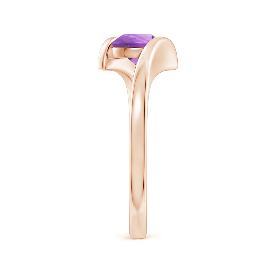 6mm A Bar-Set Solitaire Round Amethyst Bypass Ring in Rose Gold side-2