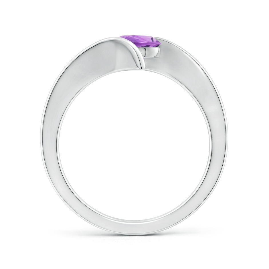 6mm A Bar-Set Solitaire Round Amethyst Bypass Ring in S999 Silver side-1